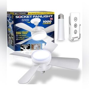 Socket FanLight - Cool Light LED – Ceiling Fans with  Remote Control NEW
